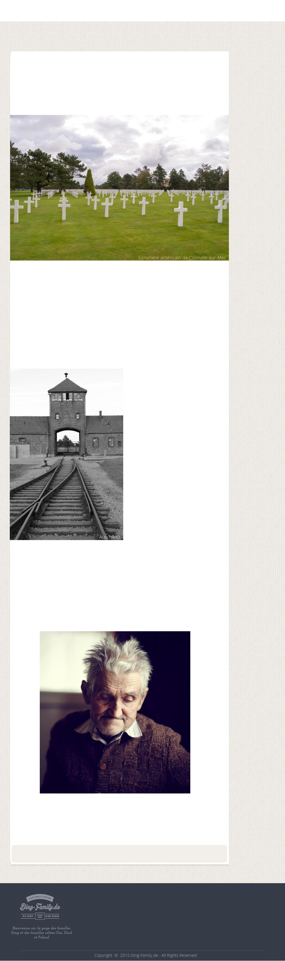 Bienvenue sur la page des familles Ding et des familles relies Din, Dind et Pahud Cimetire amricain de Colleville-sur-Mer Auschwitz
